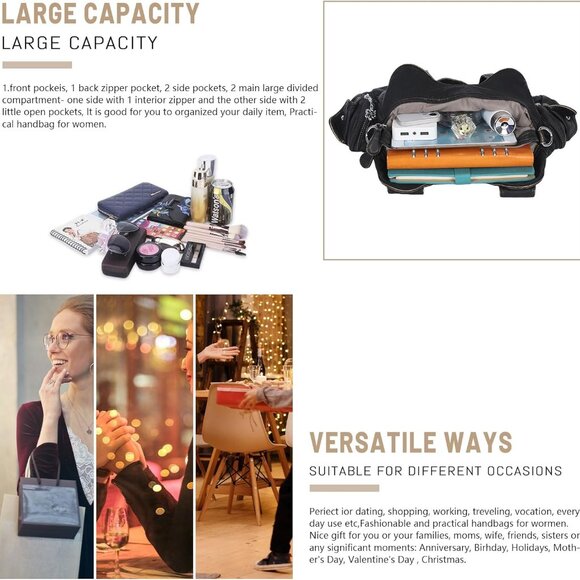 Purses for Women Soft PU Leather Large Hobo Bags for Women Shoulder Bag - Picture 6 of 7